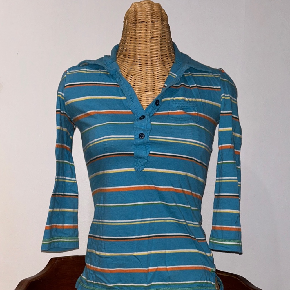 Y2K UNIONBAY Teal Cotton polo Top